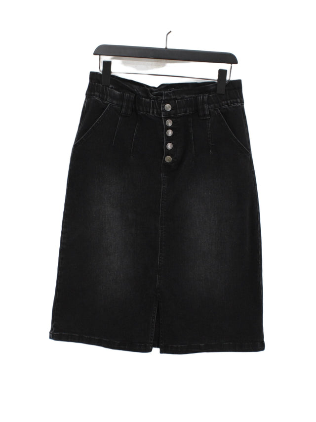 Brakeburn Women's Midi Skirt UK 12 Black Cotton with Elastane