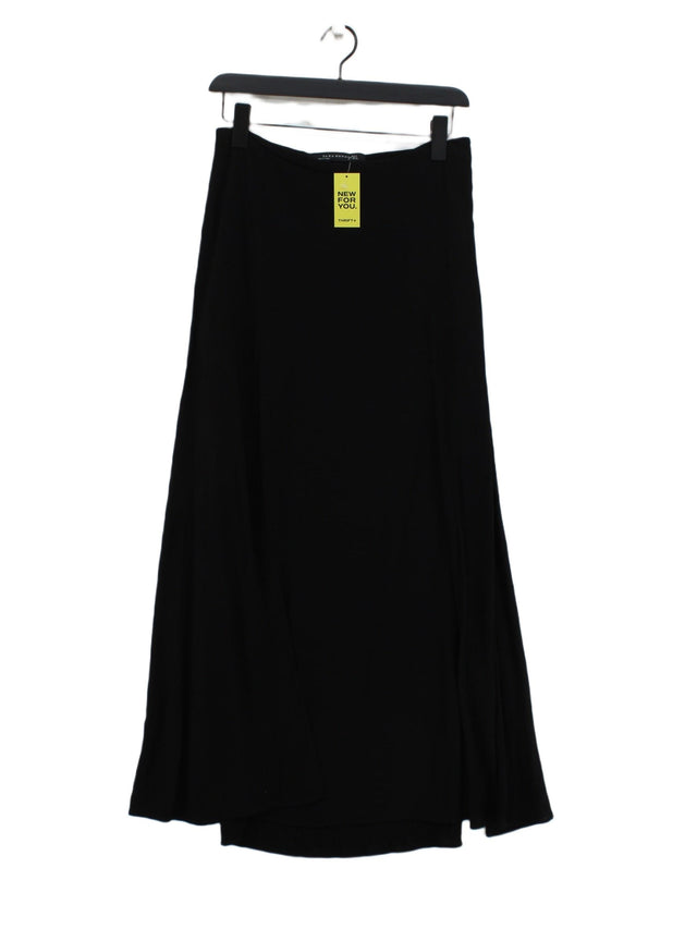 Zara Women's Midi Skirt S Black Viscose with Polyester