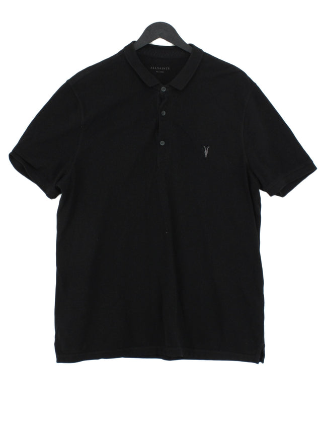 AllSaints Men's Polo XXL Black 100% Cotton