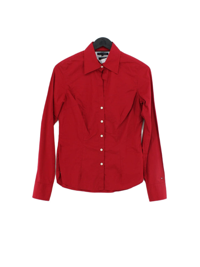 Tommy Hilfiger Women's Shirt UK 4 Red Cotton with Elastane