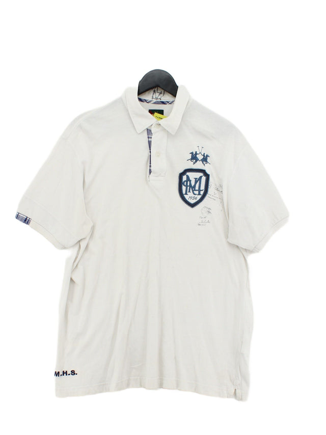 La Martina Men's Polo XXL White 100% Cotton