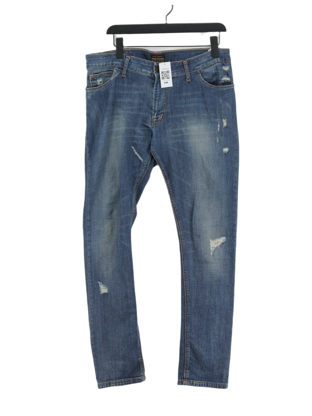 Zara Men's Jeans W 36 in Blue Cotton with Elastane