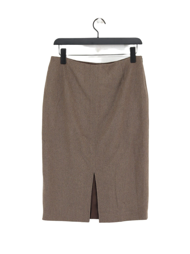 Aquascutum Women's Midi Skirt UK 12 Brown Wool with Angora