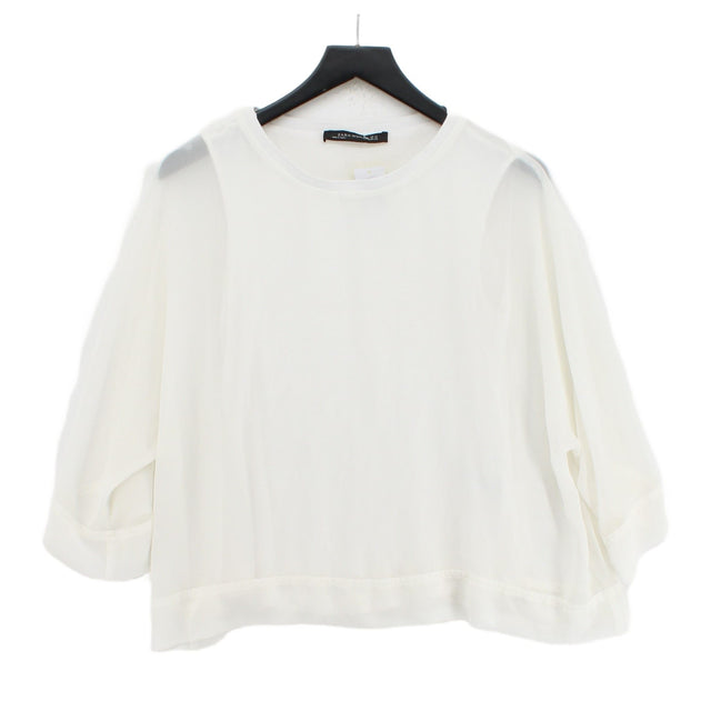 Zara Women's Top XS White Polyester with Elastane, Viscose