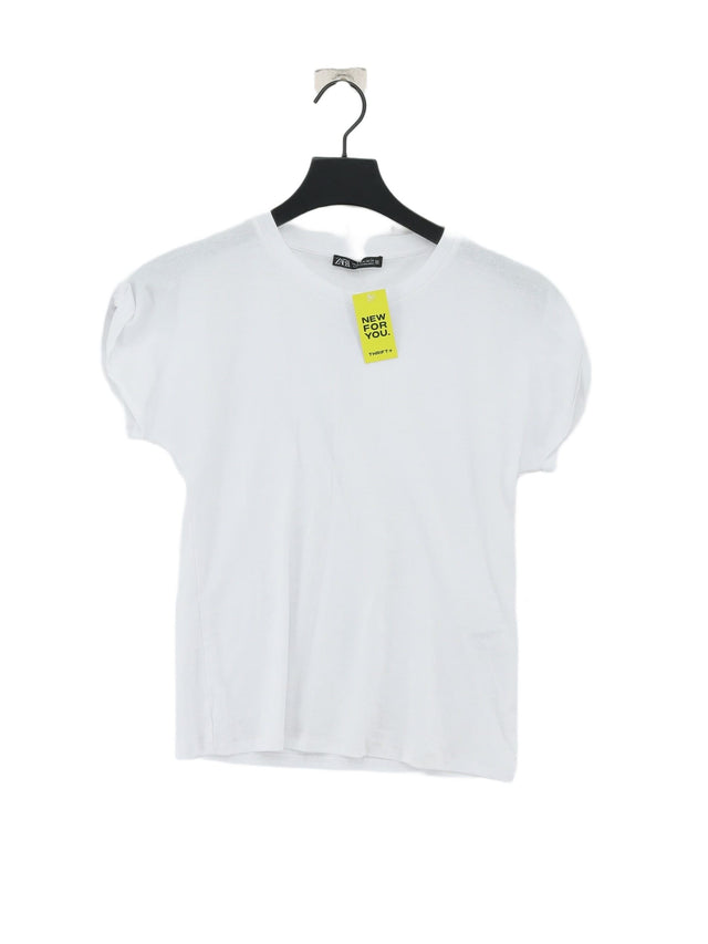 Zara Women's T-Shirt M White 100% Cotton