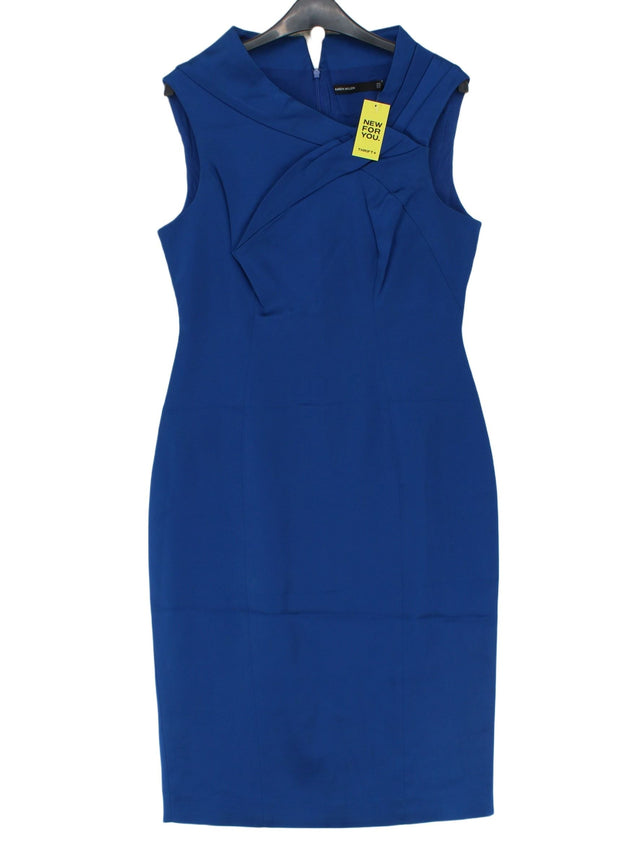 Karen Millen Women's Midi Dress UK 14 Blue Acrylic with Elastane, Polyamide