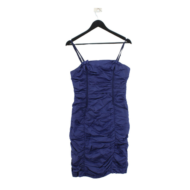 Whistles Women's Midi Dress UK 12 Blue Cotton with Polyamide