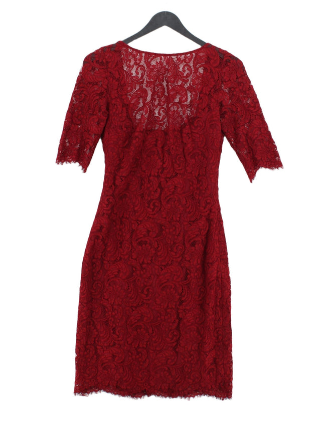 Mikael Aghal Women's Midi Dress S Red Rayon with Cotton, Polyester