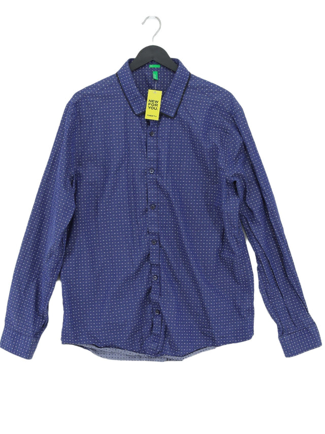 United Colors Of Benetton Men's Shirt Chest: 46 in Blue 100% Cotton