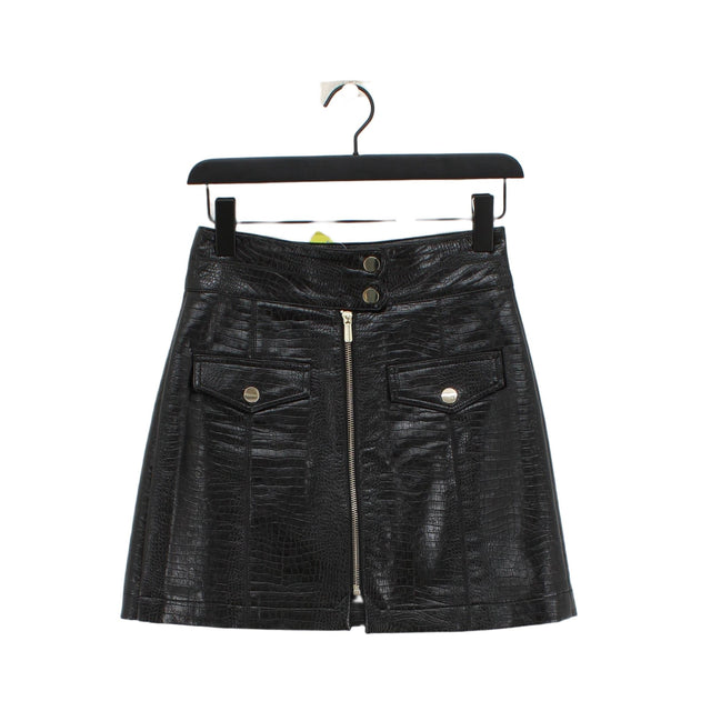 Topshop Women's Mini Skirt UK 8 Black Polyester with Cotton, Viscose