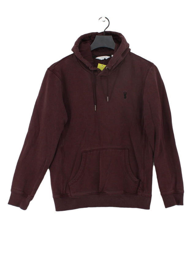 Next Men's Hoodie S Brown Cotton with Polyester