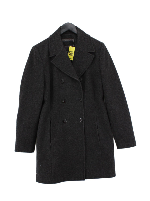 River Island Women's Coat UK 10 Grey Wool with Polyamide