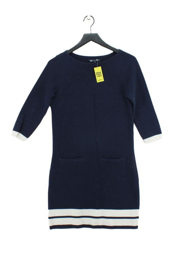 Crew Clothing Women's Midi Dress UK 8 Blue Cotton with Wool