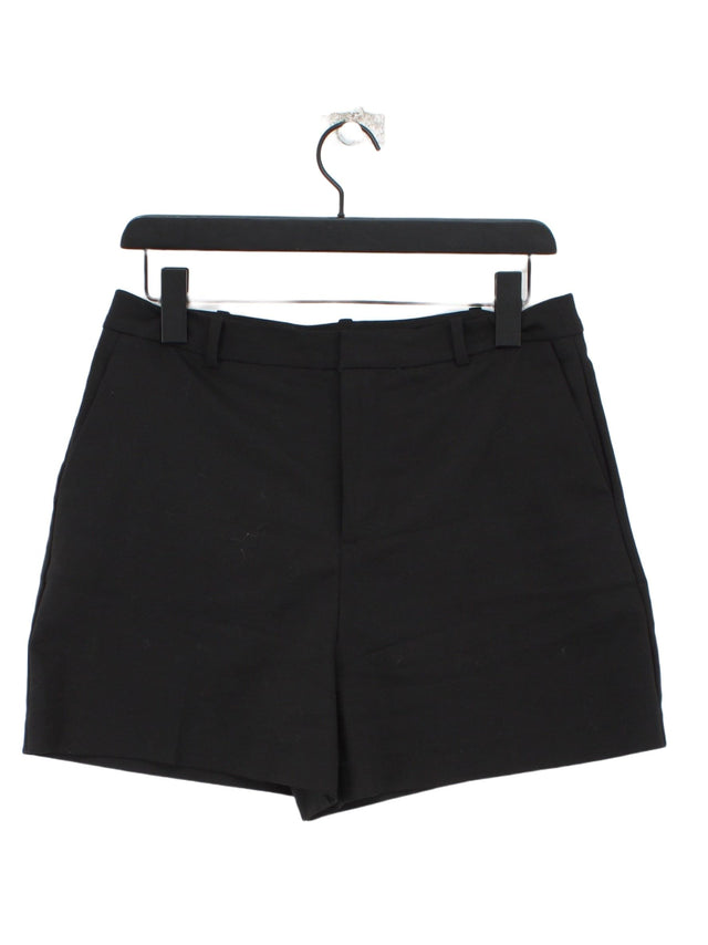 MNG Women's Shorts UK 12 Black Polyester with Cotton, Elastane