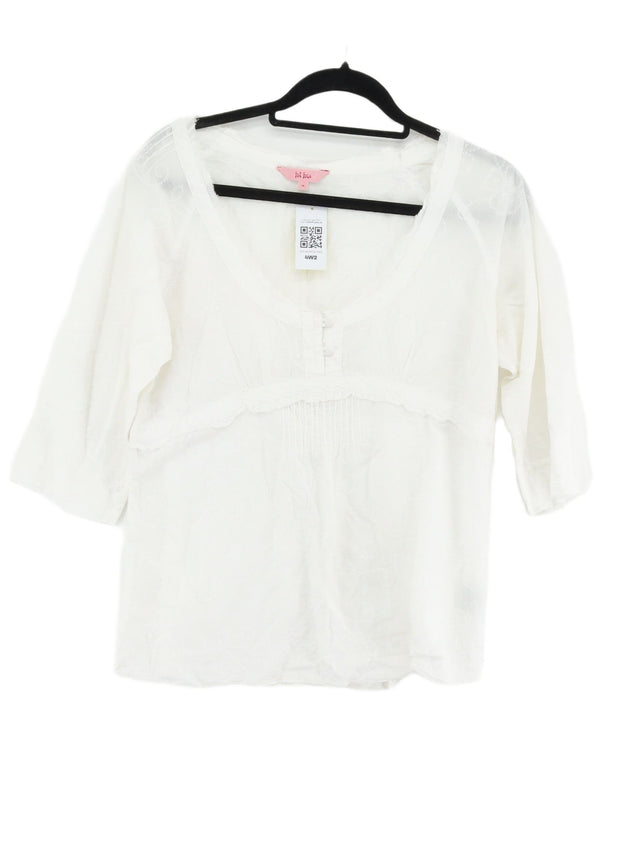 FatFace Women's Blouse UK 14 White 100% Cotton