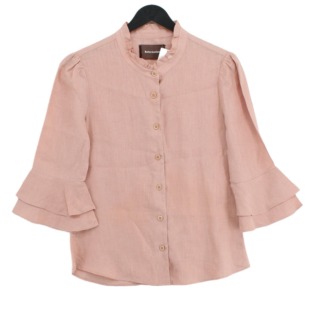 Reformation Women's Shirt S Pink 100% Linen