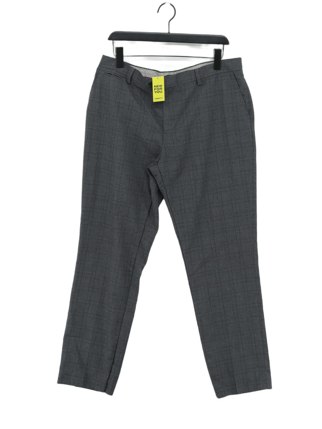 Next Men's Suit Trousers W 36 in Grey Polyester with Viscose