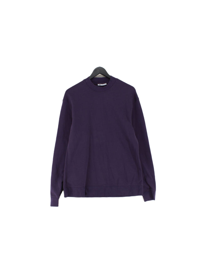 Zara Men's Jumper L Purple Cotton with Polyester