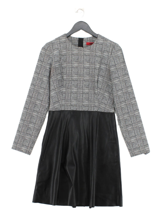 Hugo Boss Women's Midi Dress UK 8 Black Cotton with Elastane, Polyester