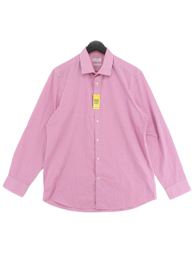 Next Men's Shirt Chest: 42 in Pink Polyester with Cotton