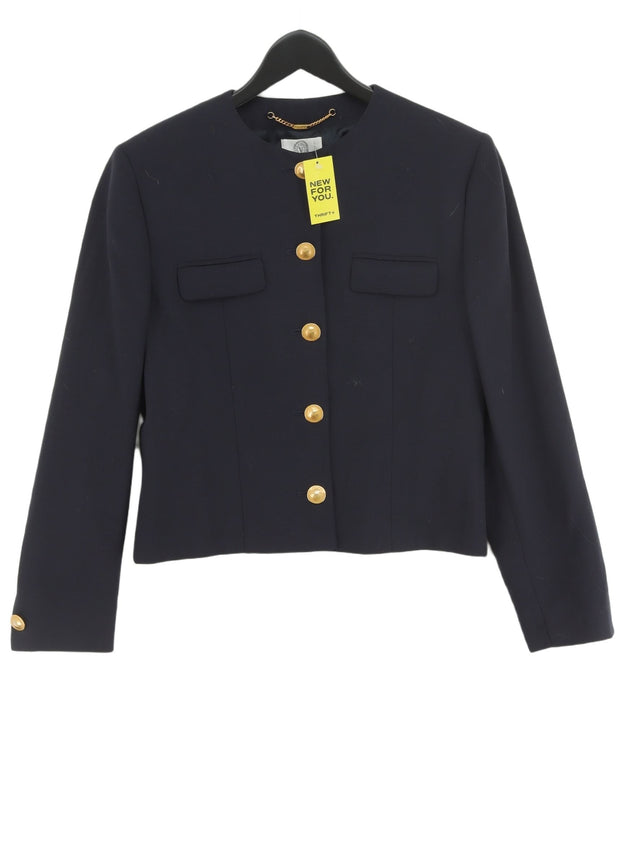 Viyella Women's Jacket UK 10 Blue Polyester with Wool