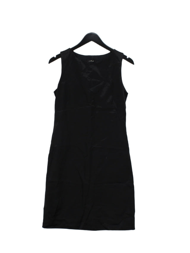 Whistles Women's Midi Dress UK 10 Black Cotton with Rayon