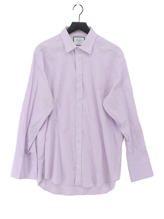 Charles Tyrwhitt Men's Shirt Chest: 42 in Purple 100% Cotton