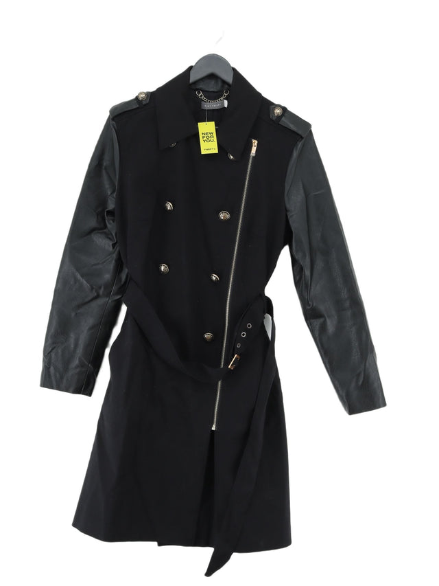 Mint Velvet Women's Coat UK 14 Black Cotton with Elastane, Polyester