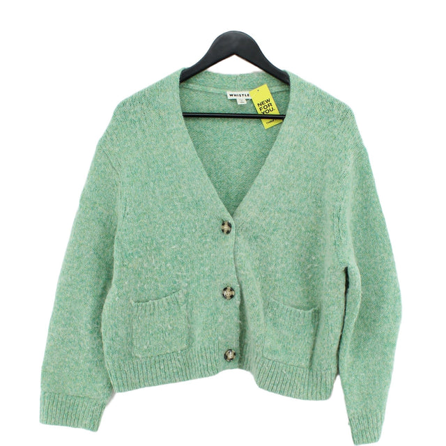 Whistles Women's Cardigan L Green Wool with Cotton, Polyester