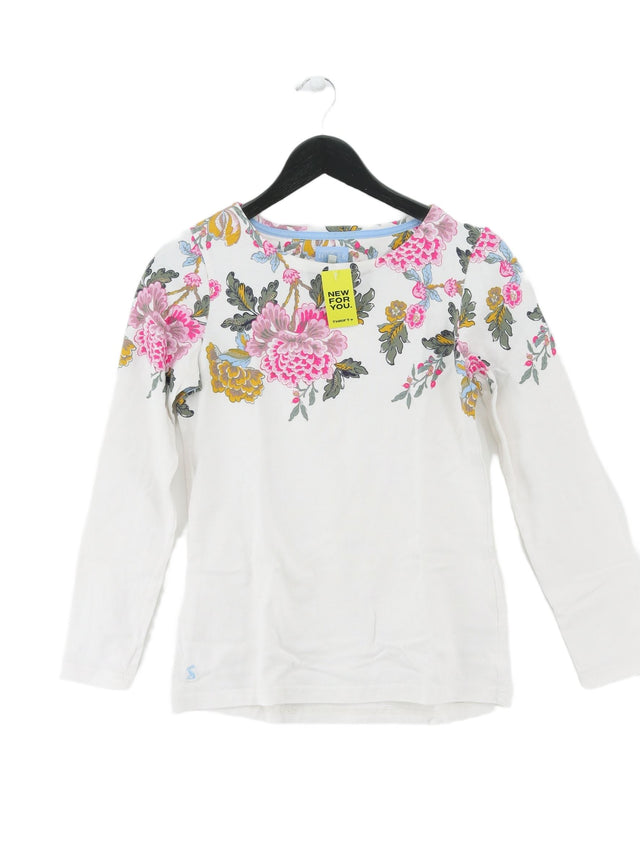 Joules Women's T-Shirt UK 8 White 100% Cotton