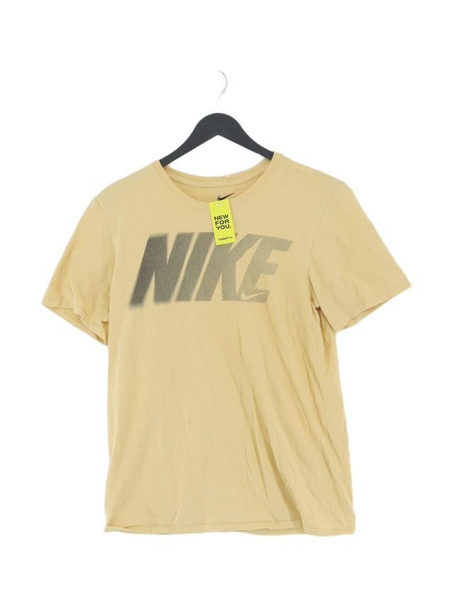 Nike Women's T-Shirt S Cream 100% Cotton