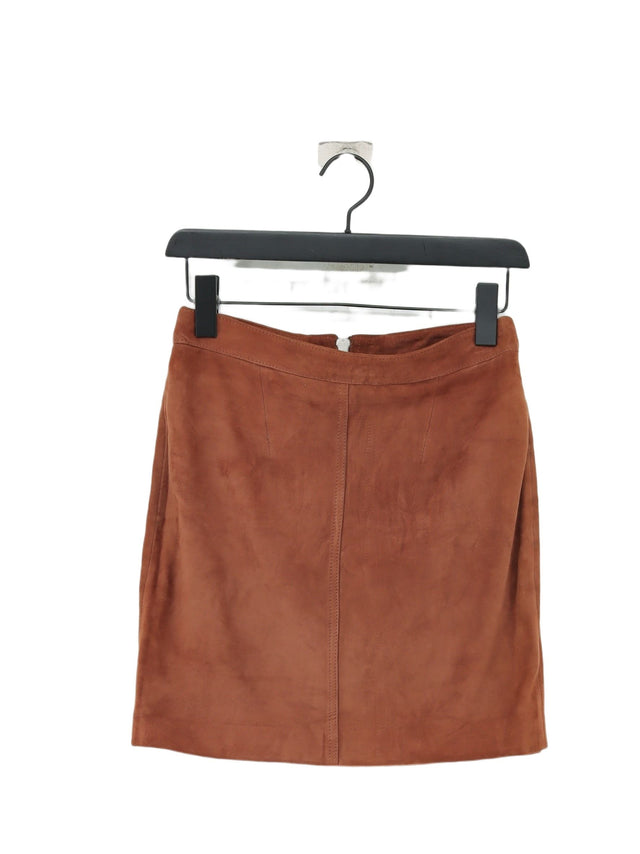 AllSaints Women's Midi Skirt UK 6 Brown Leather with Elastane, Polyester