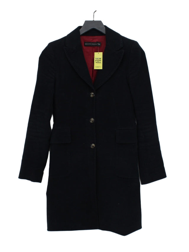 Zara Women's Coat XS Blue Viscose with Cotton, Other