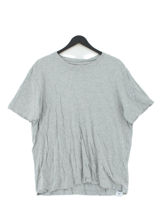 Weekday Women's T-Shirt L Grey 100% Cotton