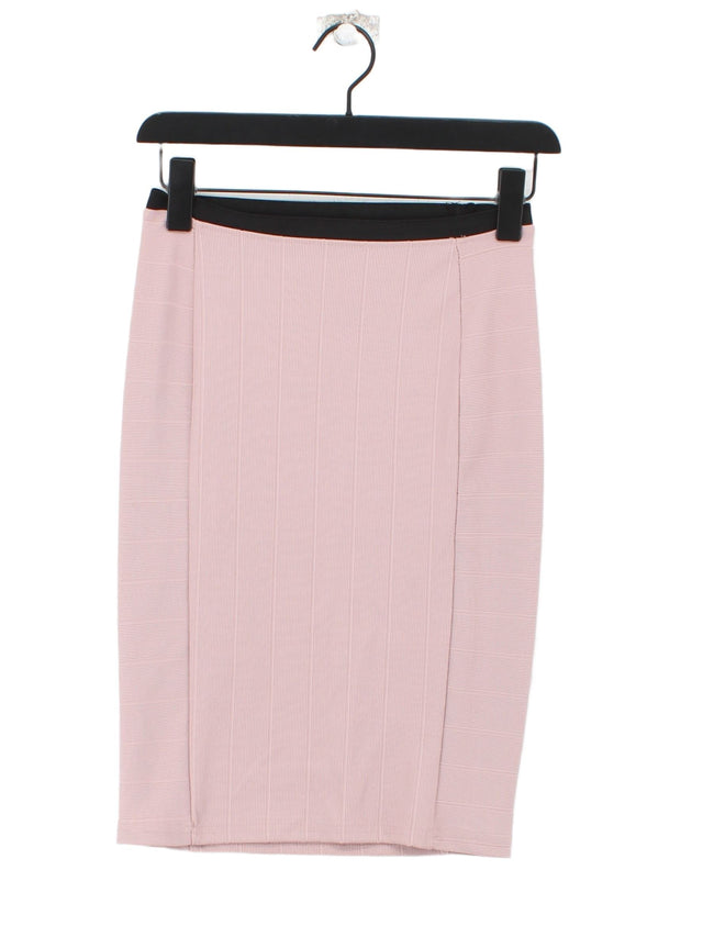 Zara Women's Midi Skirt S Pink Polyester with Elastane