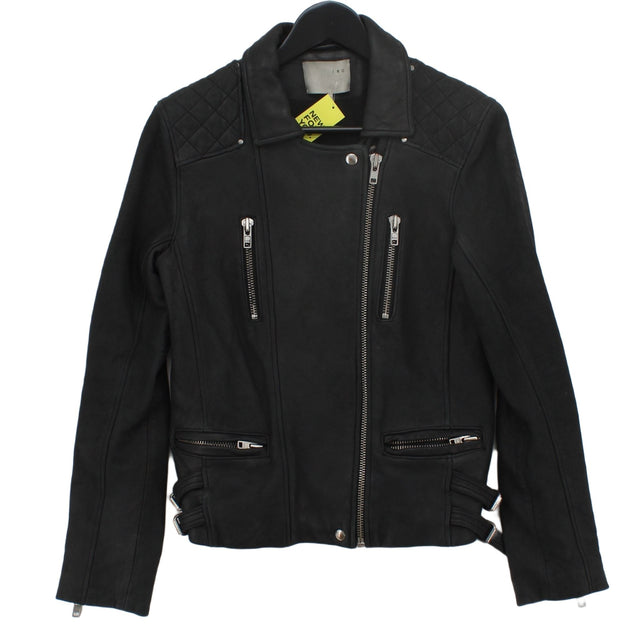 IRO Women's Jacket UK 6 Black Leather with Rayon