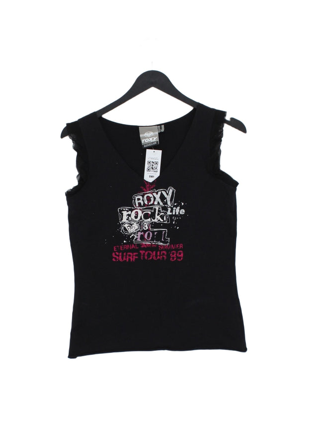 Roxy Women's T-Shirt L Black Cotton with Elastane