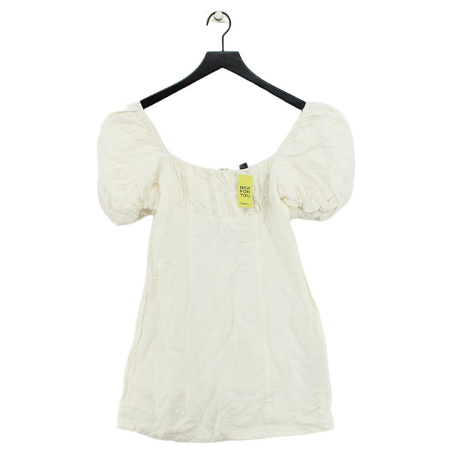 Karen Millen Women's Midi Dress UK 10 Cream Linen with Cotton, Viscose
