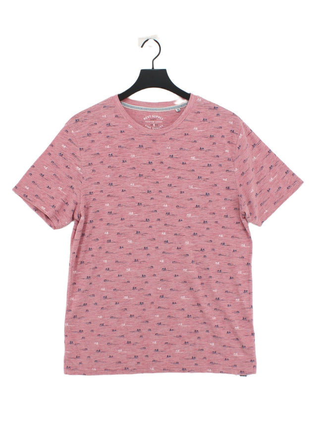 Next Men's T-Shirt M Pink 100% Cotton