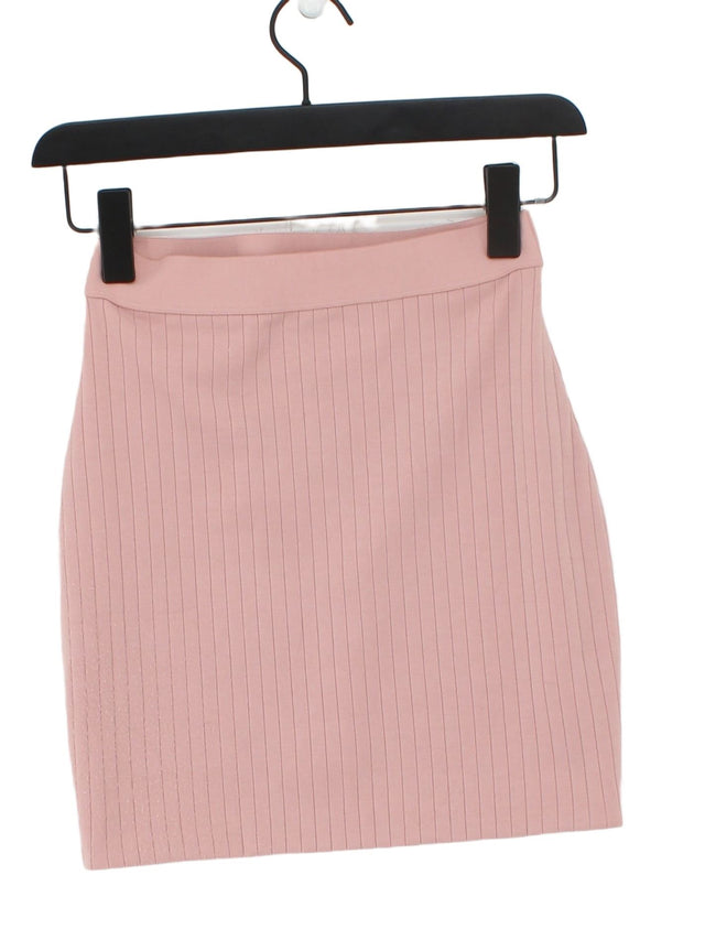 Oh Polly Women's Midi Skirt UK 8 Pink Polyester with Spandex
