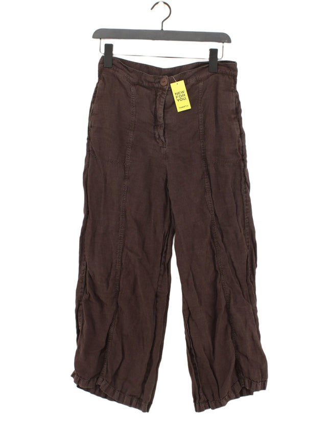 Massimo Dutti Women's Trousers UK 10 Brown 100% Linen