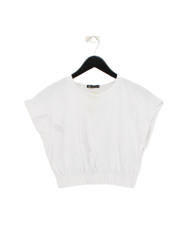 Zara Women's T-Shirt S White 100% Cotton