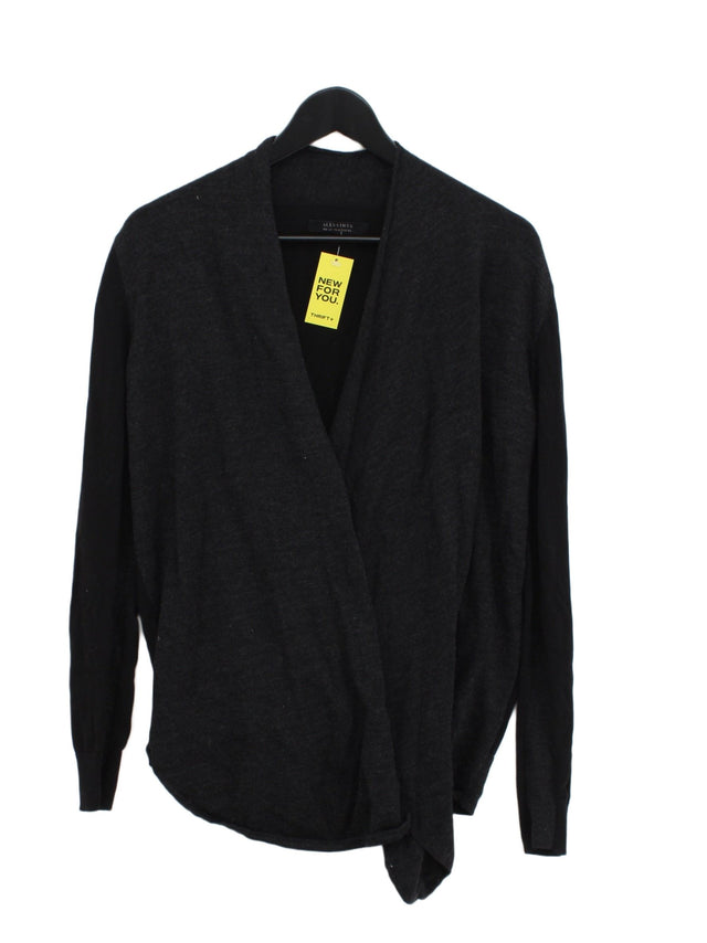 AllSaints Women's Cardigan UK 12 Black Wool with Cotton