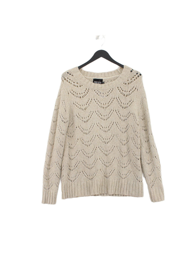 Pieces Women's Jumper M Tan Acrylic with Polyamide