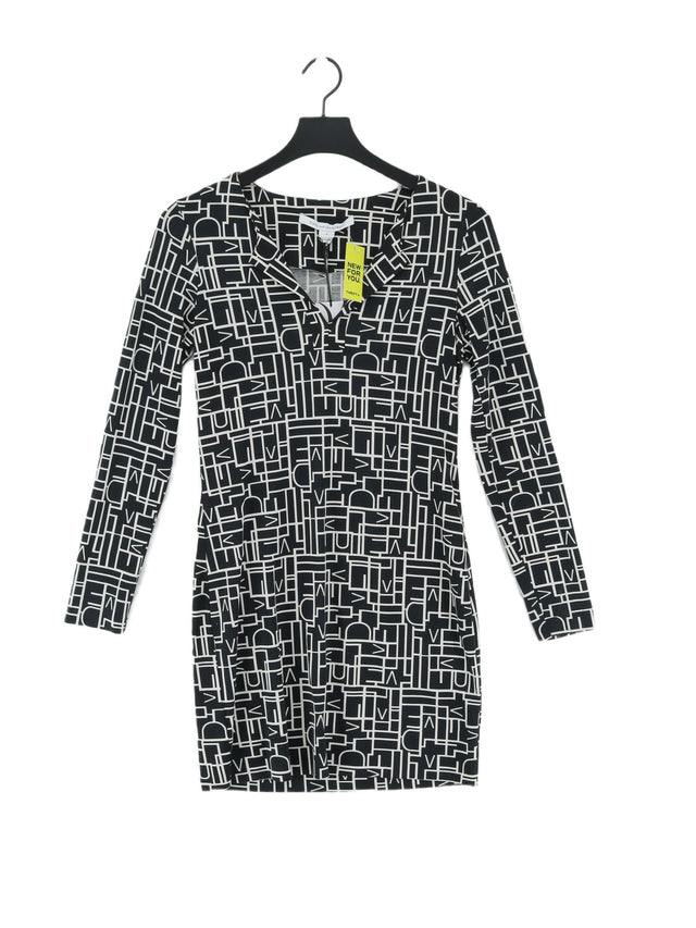 Diane Von Furstenberg Women's Midi Dress UK 4 Black Cotton with Silk