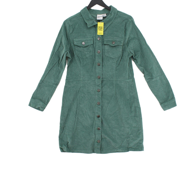 Joanie Women's Midi Dress UK 14 Green Cotton with Elastane