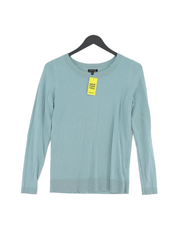 Massimo Dutti Women's Jumper S Blue Cotton with Wool