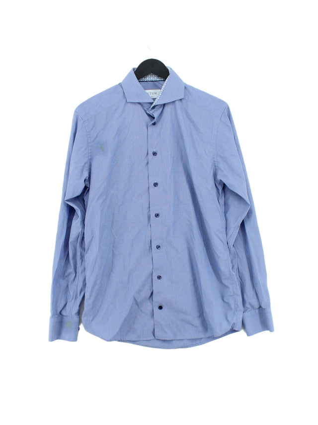 Eton Men's Shirt Collar: 15 in Blue 100% Cotton