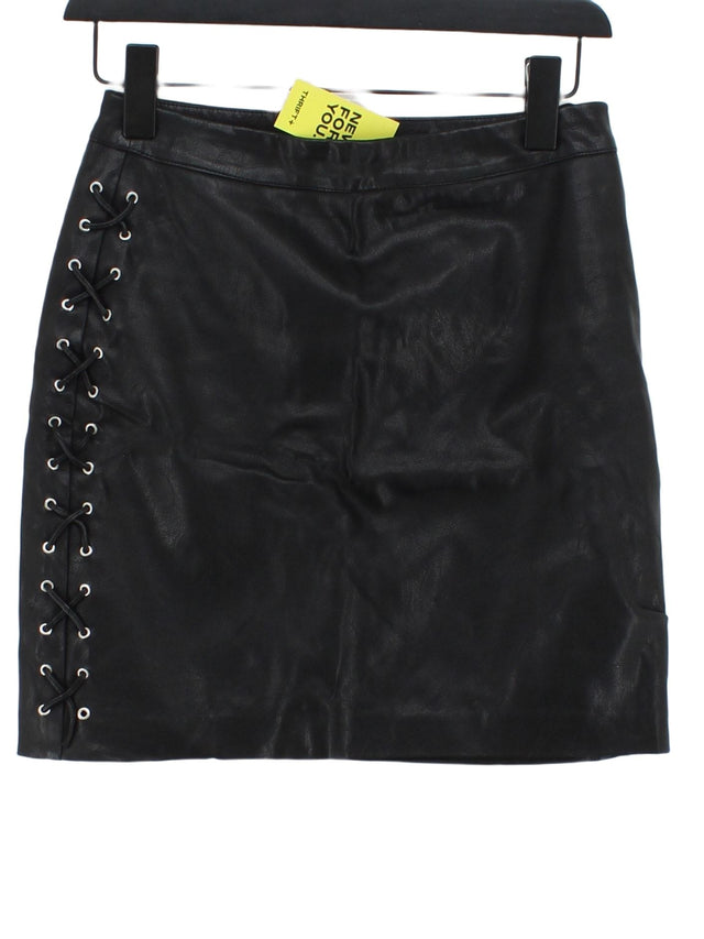 New Look Women's Mini Skirt UK 6 Black Other with Polyester, Viscose