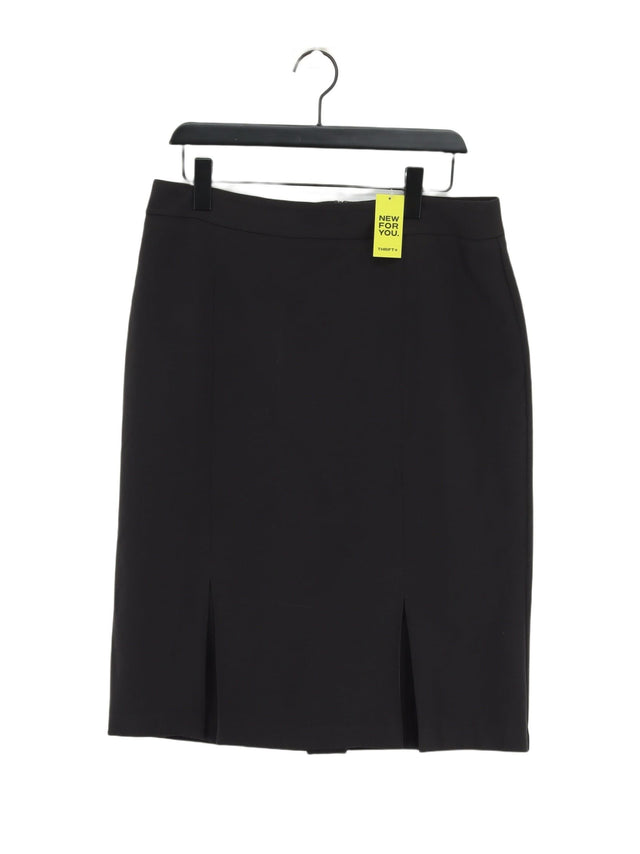 Long Tall Sally Women's Midi Skirt UK 14 Black Polyester with Elastane, Viscose
